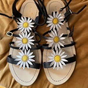 Kate Spade leather Collin Daisy sandals Size 8 worn once Neiman Marcus HTF